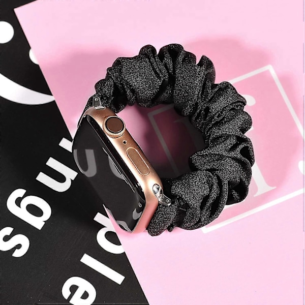 3-pack Kompatibla med Apple Watch Armband Scrunchies 42mm Tyg Mjukt Mönstrat Tryckt Tyg Armband Armband Kvinnor IWatch Elastiska Scrunchy Band 44mm
