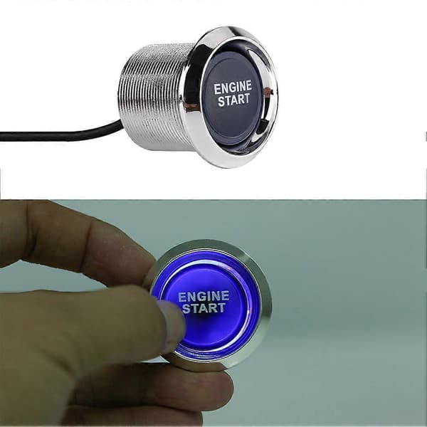 Universal 12V Bilmotor Startknapp Startknapp Tändning Blå LED