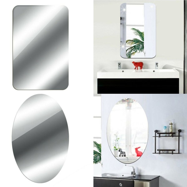 3x spegel väggdekal rektangel självhäftande rumsdekor högkvalitativa möbelfilmer Spegelfolie