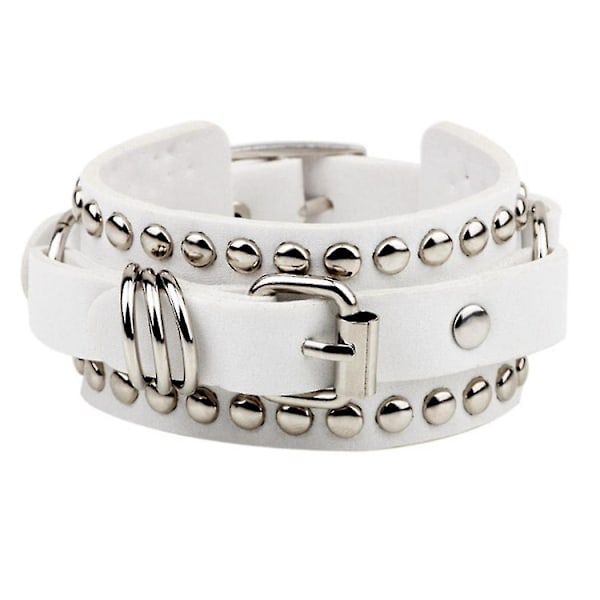 Unisex Punk Rocker Armband Gotisk Läder Manschett Med Spikar Nitar Dubbar Justerbart Armband För C