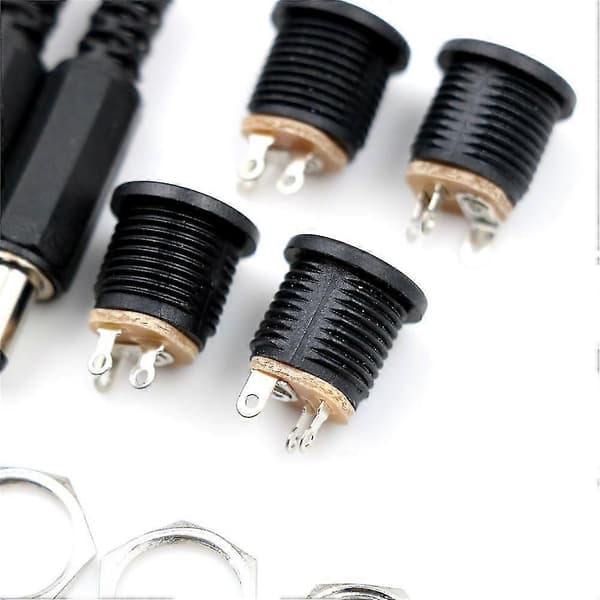 10 stk. 5,5 mm x 2,1 mm Han DC Strømstik Konnektor Skruelås Hun Panel Socket SHYTMV
