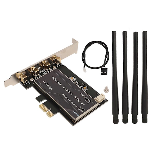 PCIe Nettverksadapter 2.4G 450Mbps 5G 1300Mbps 4 Antenner Standard IEEE BT4.1 PCIe Nettverkskort for Datamaskin Router