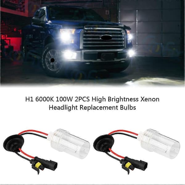 H1 6000K 100W 2 stk Høy Lysstyrke Xenon Frontlyspærer