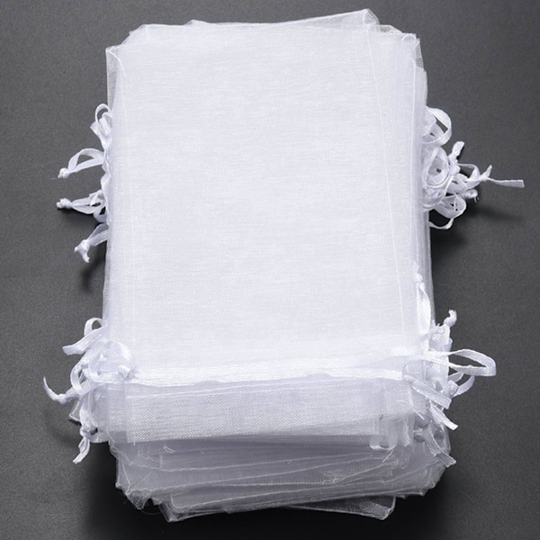150 stk. 4 x 6 tommer Organza Gaveposer Snørepose Smykkeposer Bryllup Fest Gaveposer (hvid