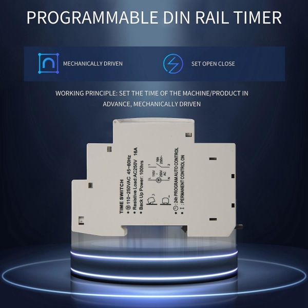 Sul180a 15 Minutters Mekanisk Timer 24 Timer Programmerbar Din Rail Timer Time Switch Relæ Måling