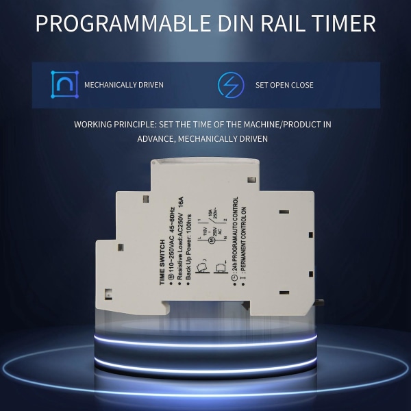 SUL180a 15 Minutters Mekanisk Timer 24 Timer Programmerbar DIN Skinne Timer Tidbryter Relé Måling Analyse Instrumenter Ny