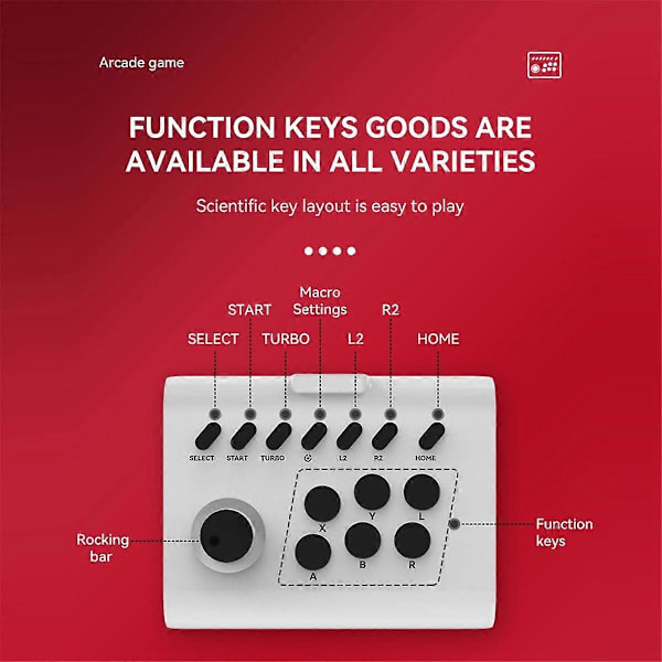 Trådlös Joystick Kontroller Arkad Fighting Spel Fight Stick Gaming Joystick för PS3/PS4//Switch/PC/Android Svart
