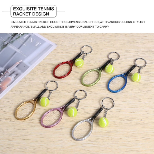 6st Mini Tennisracket Ball Nyckelring Hängande Väska Tillbehör För Väska Sport Annons Fans Souv