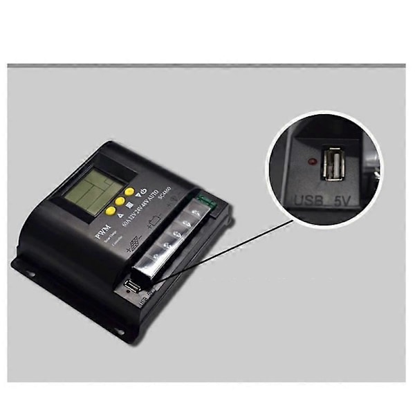 PWM 100A 12V 24V 36V 48V AUTO Aurinkoenergian Paneelin Latausohjain Aurinko PV Akun Lataus LCD MPPT:llä
