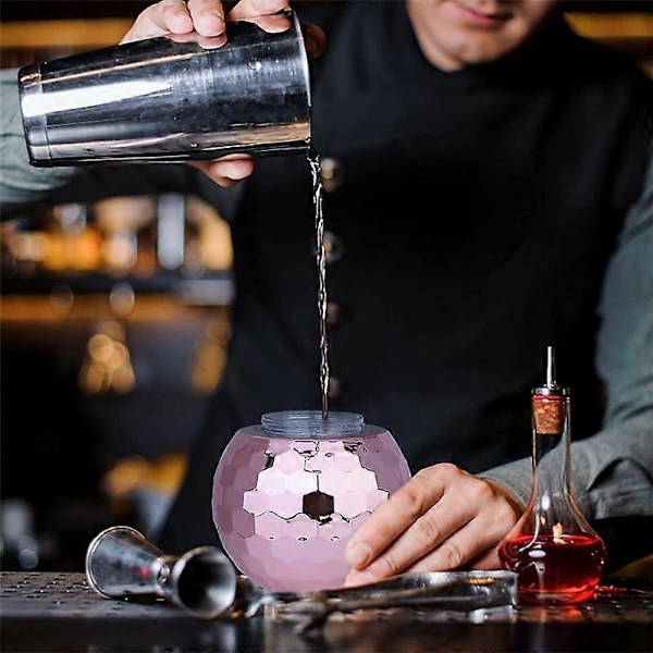 4 STK. Diskokuglekopper Unikke Cocktailglas Barværktøj Festglas Lommelygte Sugerør Vinglas Drikkekrus Rosaguld