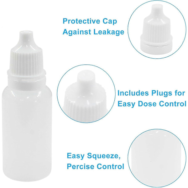 12 st 15ml/0.5oz Plast Droppflaskor, Tomma Klämbara Ögondroppsflaskor