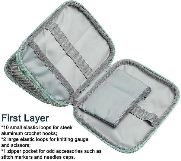 Hæklenåls Etui, Ergonomisk Hæklenåls Organizer Tom, Til Traditionel Standard Aluminium Hæklenål, Med Tilbehørsrum