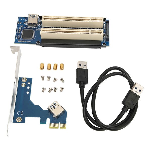 PCIE Express X1 til Dobbelt PCI Riser Kort 6Gbps Plug and Play Bred Anvendelighed PCIE Riser Kort med Blå LED til Windows PCIE til Dobbelt PCI ASM1083 Maste