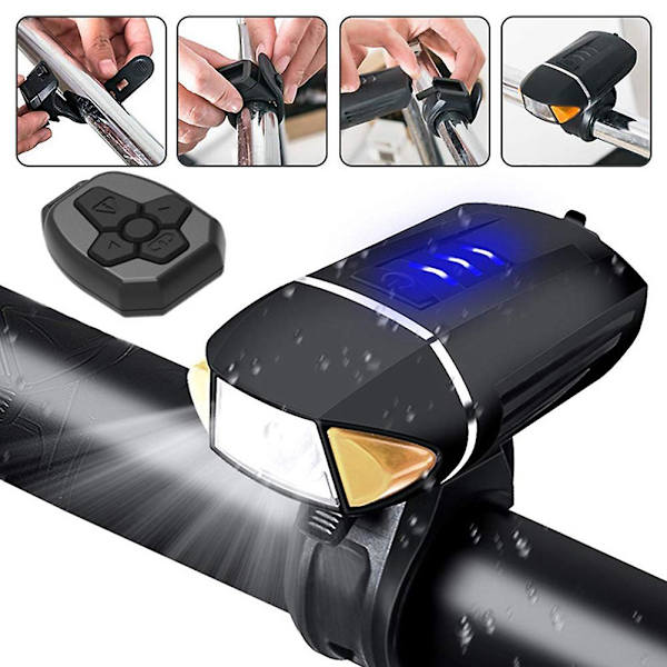 Cykel LED-frontljus USB-laddningsbar säkerhetscykellampa ficklampa