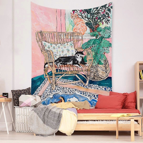 Wekity Botanisk Boho Hjemmevægtæppe Æstetisk Kunst Hjemmebaggrundstof Ornament Gave Mandala Vægtæppe Ornament (ZJ825-53, 71 X 91 Tommer)