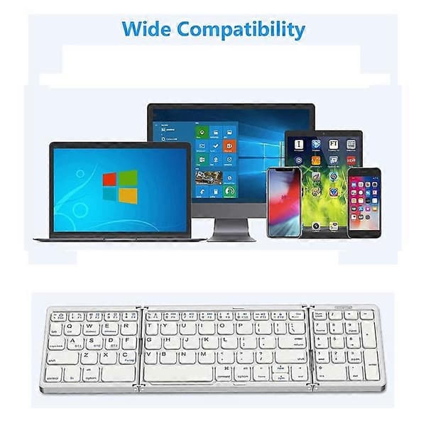 Bærbar Bluetooth-tastatur, USB-oppladbart trådløst tastatur for IOS, Android, Windows PC-bærbar PC