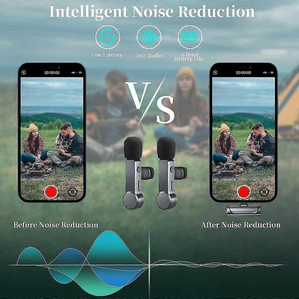 Trådløs Lavalier Mikrofon Til Iphone/ipad/ios, 2stk Mini Trådløs Mikrofon Med Støjreduktion/dæmpningsfunktion Til Youtube, Tiktok, Vlog, Facebook
