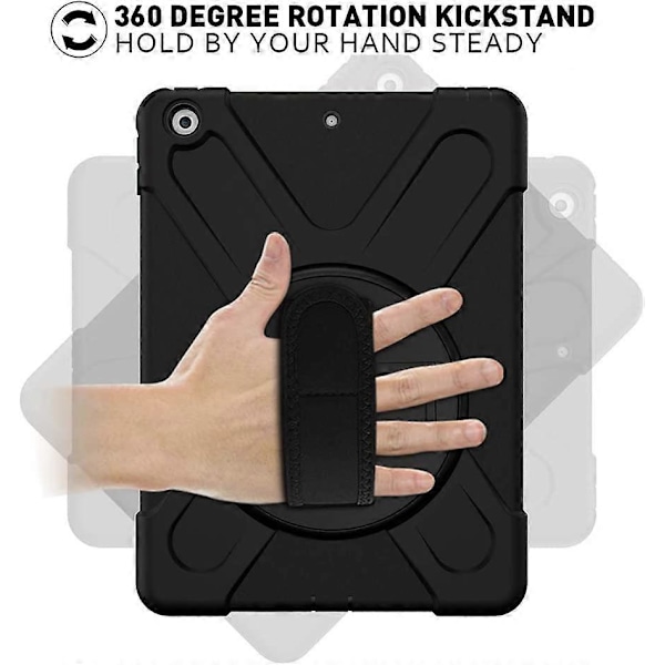 UBIUO iPad 9. generasjons deksel, iPad 8./7. generasjons 10.2 deksel med pennholder, støtte, håndstropp og skulderstropp, robust og støtsikkert