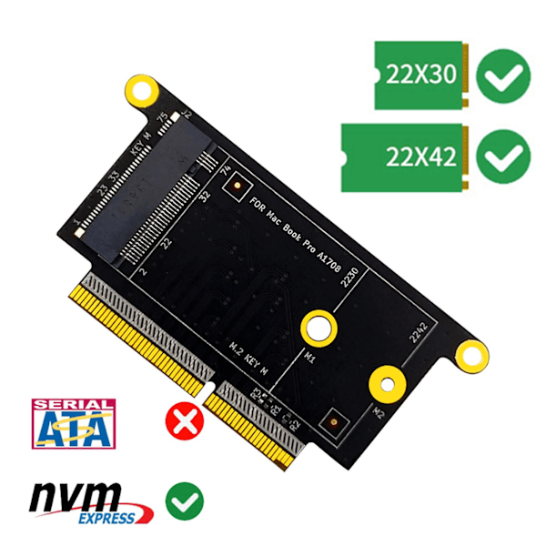 PCB M.2 NVMe SSD Solid State Disk Adapter Konverterkort för MacBook Pro A1708