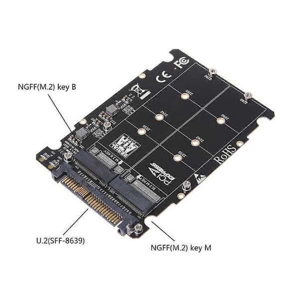 M.2 SSD - U.2 -sovitin 2-in-1 M.2 NVMe ja Sata-väylä Ngff SSD - Pci-E U.2 Sff-8639 -sovitin Pcie M2 Ad