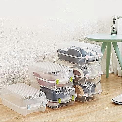 Skotøjsæsker, stabelbare med plastikforbindelser, foldbare, transparent solid åndbar plastik
