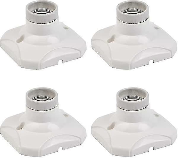 Starlight-4 st E27 Glödlampssockel LED Lamphållare E27 Väggsockel E27 Bas med Fäste för Hallar, Trappor, Sovrum, Kök (AC 220-250V, Vit)--