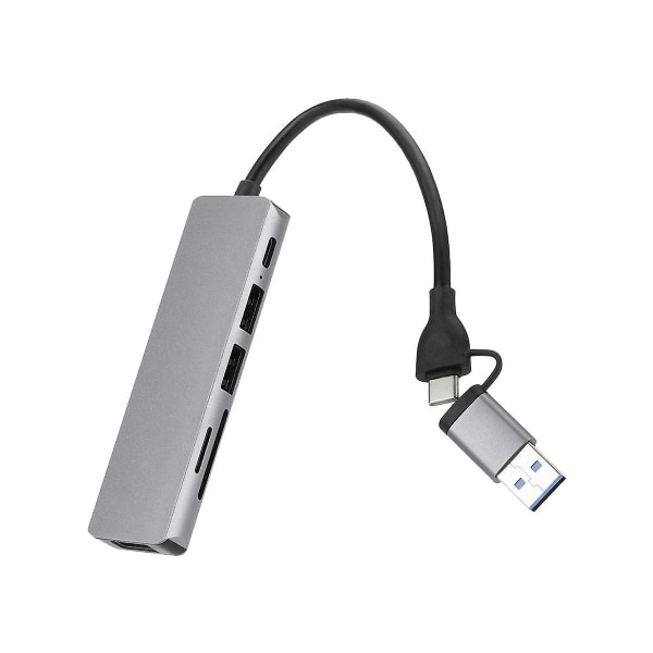 6 i 1 USB 3.0 Type-c Extender Hub Dockningsstation Multi USB Splitter Adapter USB 3.0 2.0 Tf Sd Rea