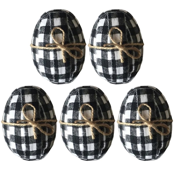 5 kpl/setti Easter-muna riipuksia Kontrasti väri Ruudullinen painatus hihnalla Realistinen muna kangaspeite Koristeellinen uudelleenkäytettävä Hyvää pääsiäistä muna koristele lelut E