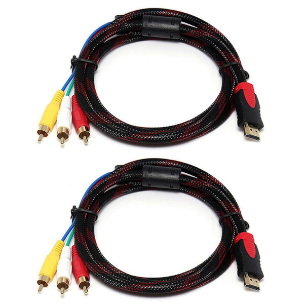 2x Us 5ft till 3-rca Video Audio Av Component Converter Adapter Kabel för Hdtv