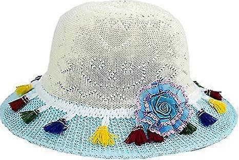 Sommarhatt för små flickor, stråhatt med rosett, strandhatt