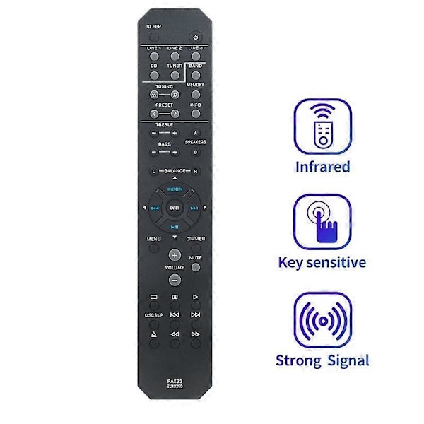 RAX33 Erstatningsfjernbetjening til Yamaha Stereo Receiver R-S202 R-S202BL R-S202D RS202 RS202BL RS202D