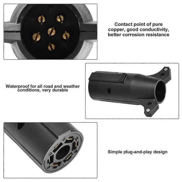 12V 7-polet til 6-polet N&S Trailer Stik Adapter Plug Konverter Stik til Trailer Caravan