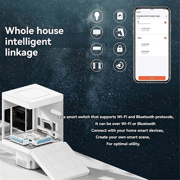 Tuya WiFi Smart Lysbryter Dimmerbryter Smart Life APP Fjernkontroll Fungerer med Alexa Hvit