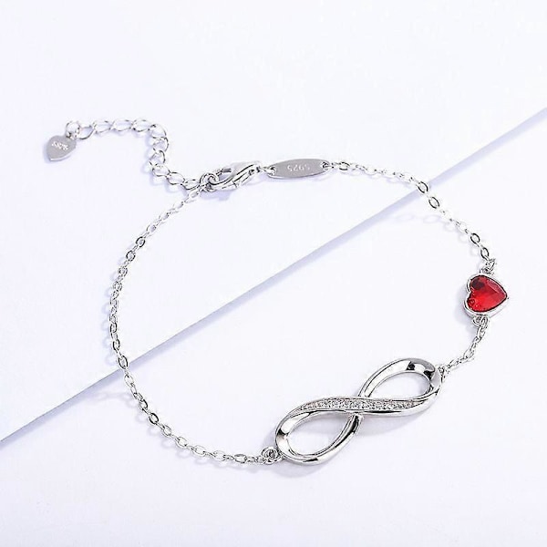 Infinity Hjerte Symbol Charm Link Armbånd til Kvinder 925 Sterling Sølv Rustfrit Stål Justerbar Jubilæum Smykker Fødselsdagsgaver til Kvinder Kone G