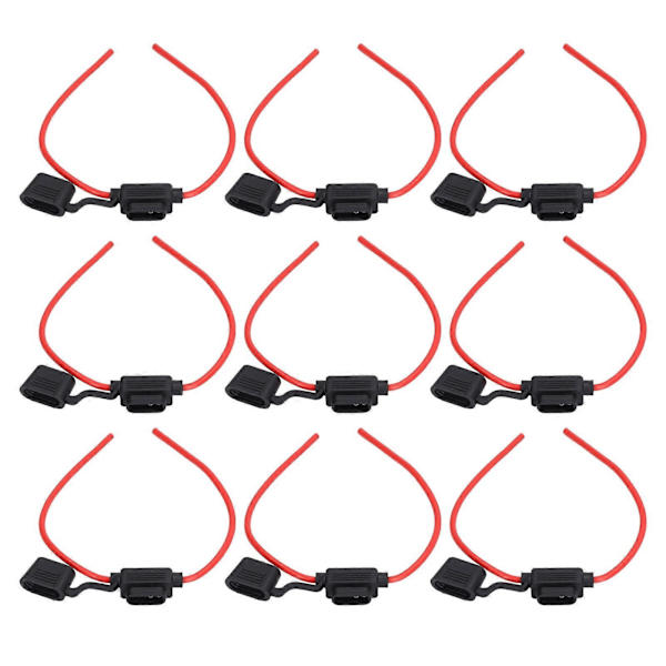 10 sæt inline sikringsholder, smeltebestandig, nem ledningsføring, vandtæt sikringsholder med sikring 12AWG, 30A YEMAA