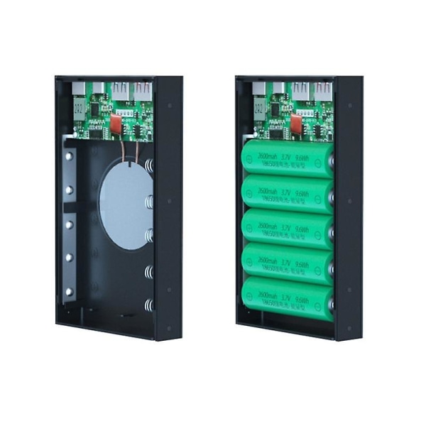 Gör-det-själv 5x18650 Power Bank case Avtagbar Bärbar Batteriladdning Förvaringslåda Shell Cx5 Med LED-ljus