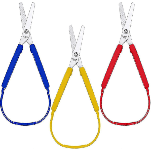 Sax Färgglada Grepp Sax Ögla Handtag Självöppnande Sax Adaptiva Klippsaxar För Barn Och Vuxna Med Särskilda Behov, 20 cm (3-pack)