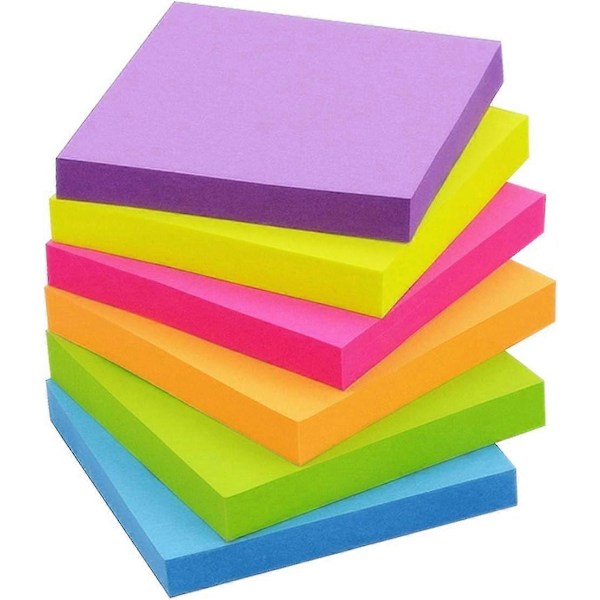 Selvklebende notater 2x2 tommer Lyse farger Notater 6 blokker/pakke med 100 ark/blokk Totalt 600 ark
