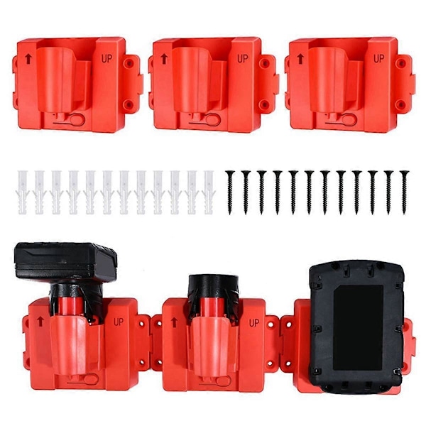 Til 12V 18V Lithium Batteri Vægmonteringsdock Holder Batteriopbevaringsreol Beslag M12 Fastgørelsesbeslag