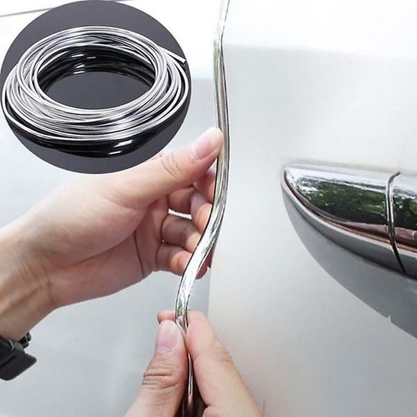 6m 4m Dekorativ Stripe for Bil Luftuttak Modifisering Beskyttelse U-formet Lys Stripe Auto Stil Sølv Dekorativ Stripe
