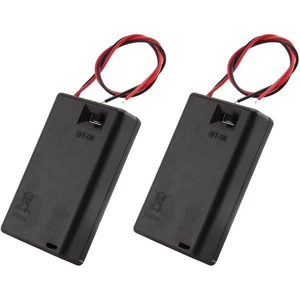 2 stk 3 x AAA 4,5V Batteriholderboks med ledning PÅ/AV-bryter og deksel