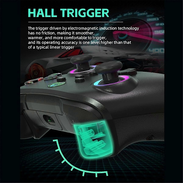 Trådlös spelkonsol med programmerbar Turbo-funktion Hall Trigger /LITE/PC/Android-konsol