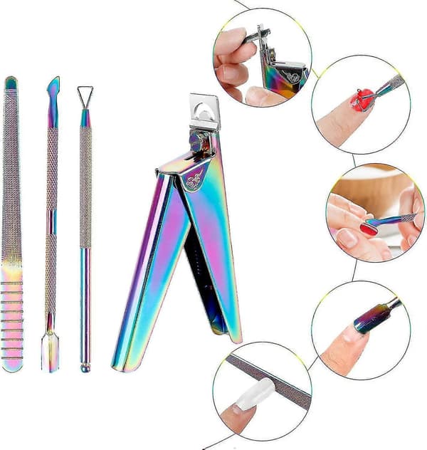 4 stk. Spidstang Akryl Negletipper Clipper Rustfrit Stål Trimmer Neglepleje
