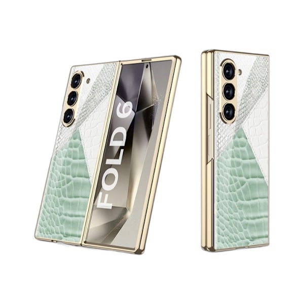 Passar Samsung Fold6 glasfodral, trendigt varumärke målat kontrasterande läderkornigt glasfodral för män och kvinnor 1
