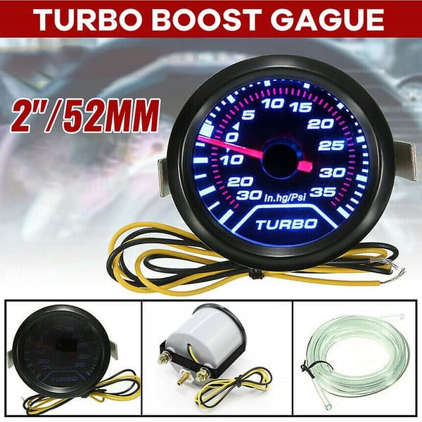 Universal 2\" 52mm Turbo Boost Måler 12v 30-35psi Turbo Tryk Manometer Bil Boost Controller Kit Med PVC Slange