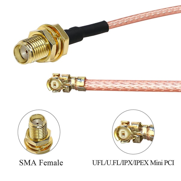 5 stk Sma Stikkabel Hun til Ufl/u.fl/ipx/ipex Rf eller Ingen Stik Coax Adapter Samling Rg17