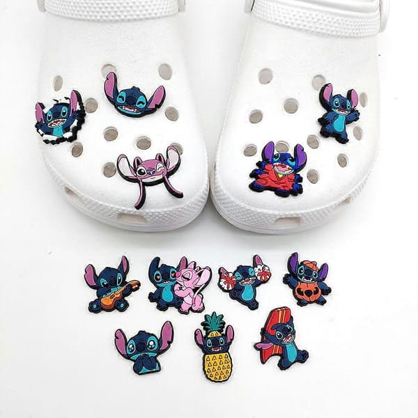 Stitch SerieSøde Crocs Tilbehør Tegneserie DIY Sko Blomst Sko Spænde Have Sko Tilbehør Spænde
