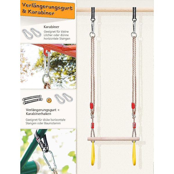 Trapezbåge med Gymnastikringar för Klätterställning, Barn