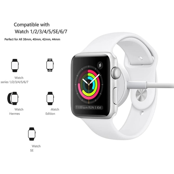 for iWatch ladekabel Rask kompatibel med Apple Watch Series SE 7 6 5 4 3 2 13.3FT/1M