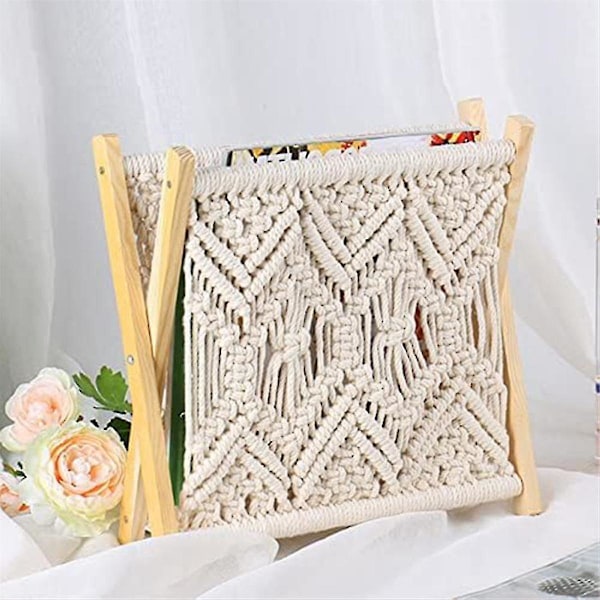 Boho tidningsställ, repvävd tidningsställ, tidningskorgar med reptygdesign, tidningsställ H